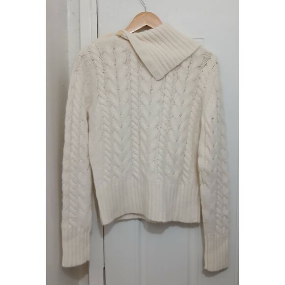 Banana republic womens large soft wool angora cable knit sweater cream ivory - Picture 4 of 7